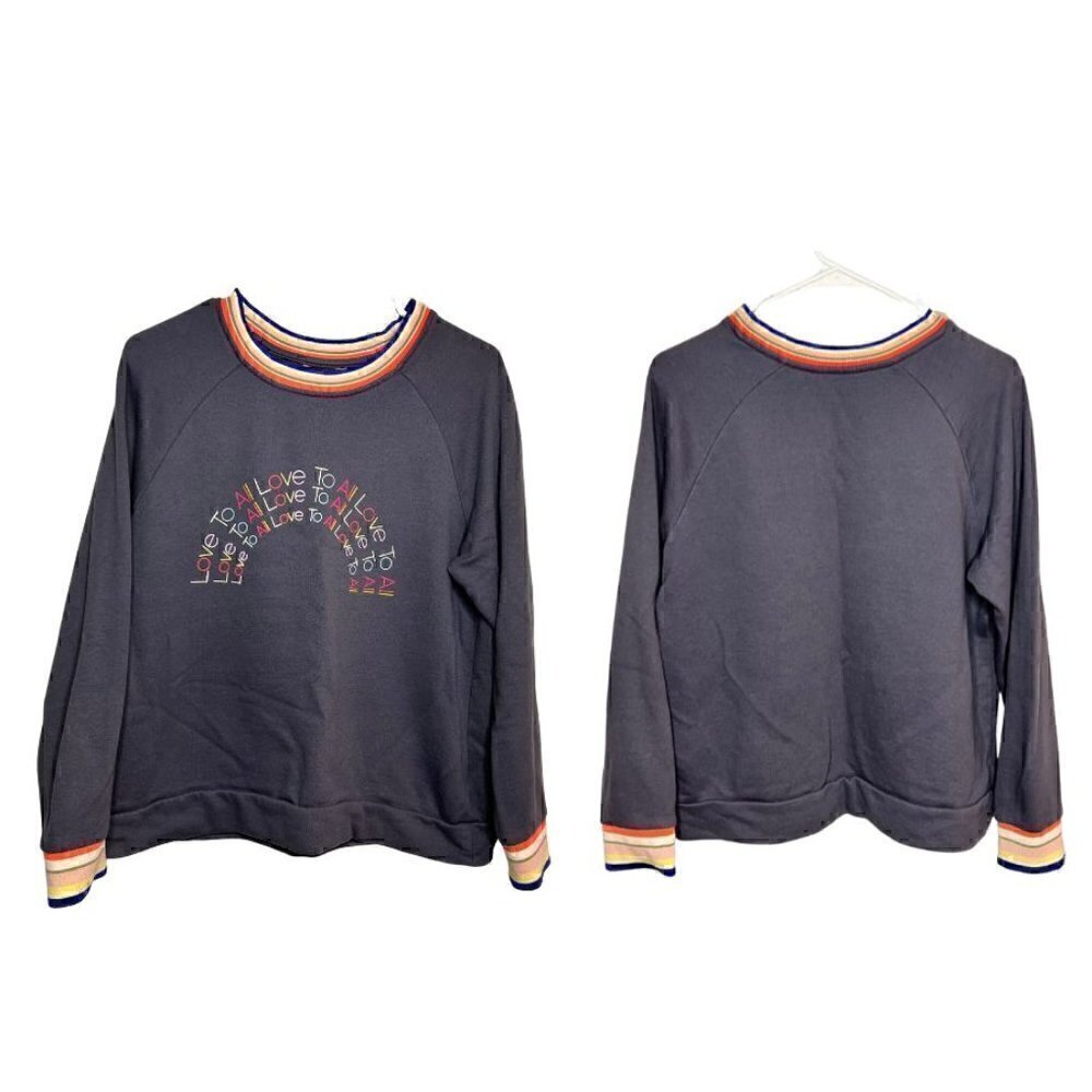 Time and Tru Lightweight Long-sleeve Multicolor Knit Top Sweatshirt (Womens L)